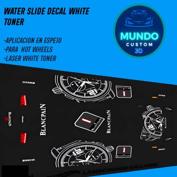 Decals BLANC Lamborghini Gallardo Hot Wheels