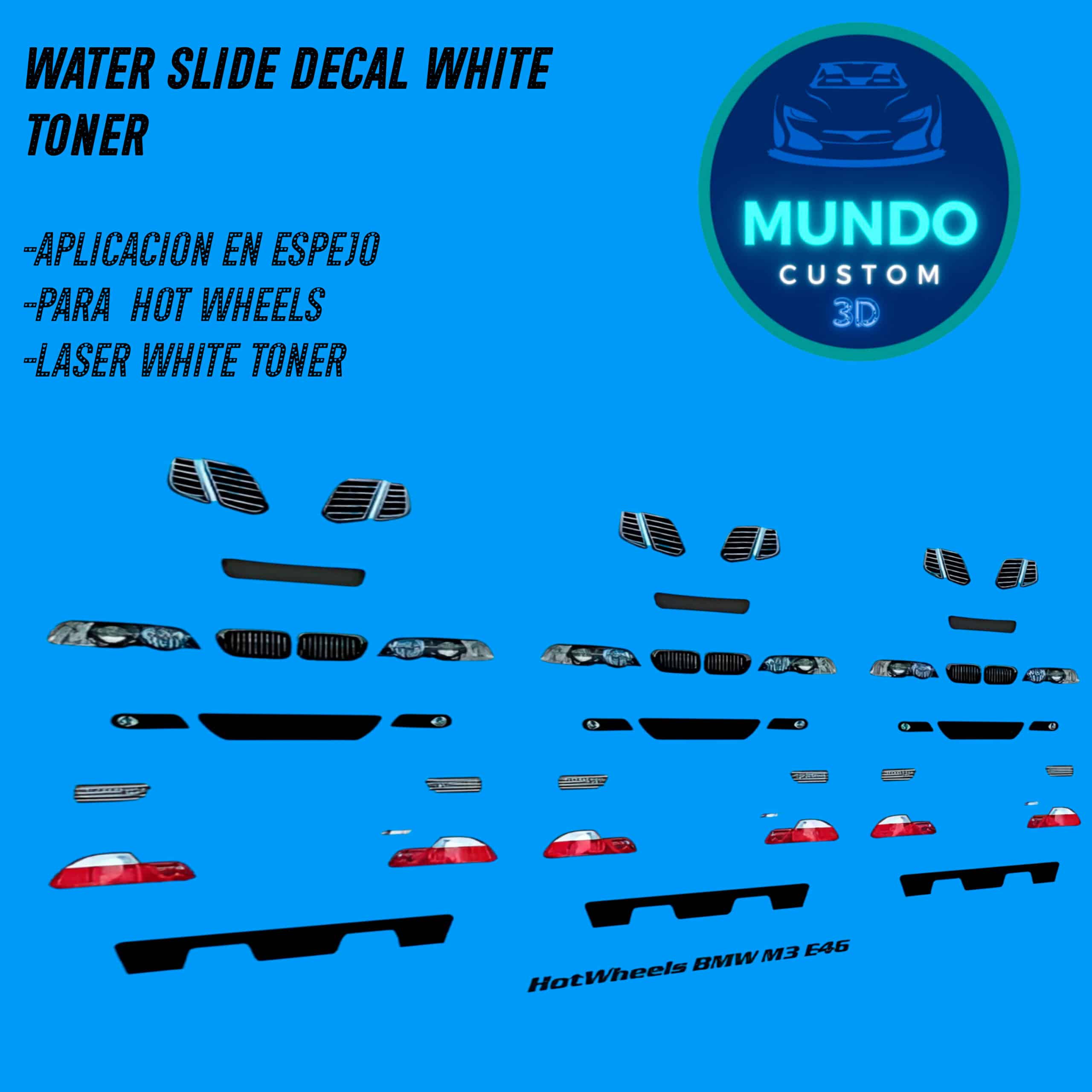 Decals Faros BMW M3 E46 Hot Wheels