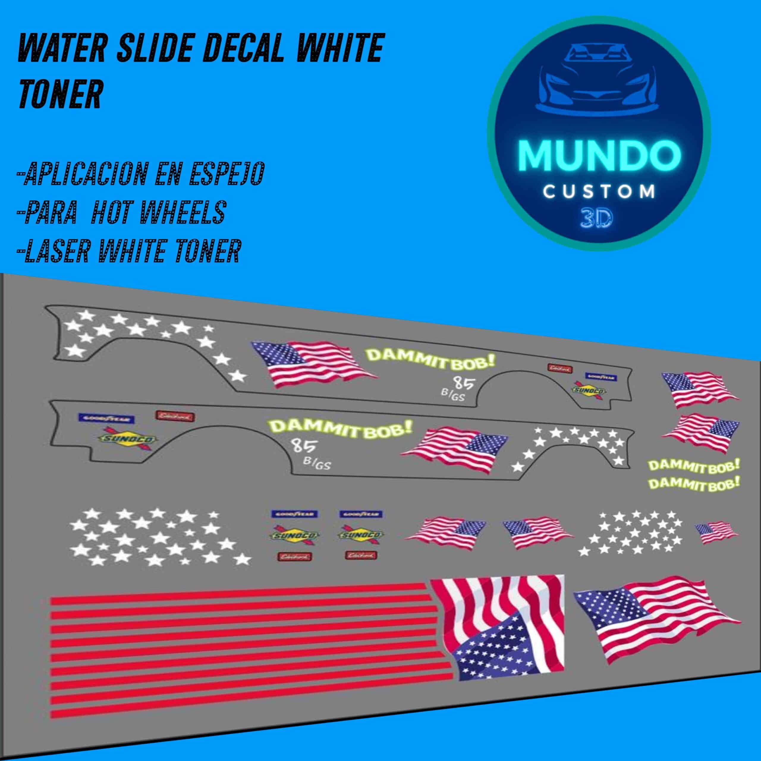 Decals USA Tinta Blanca Chevy Gasser 55 Hot Wheels Custom Stars & Stripes