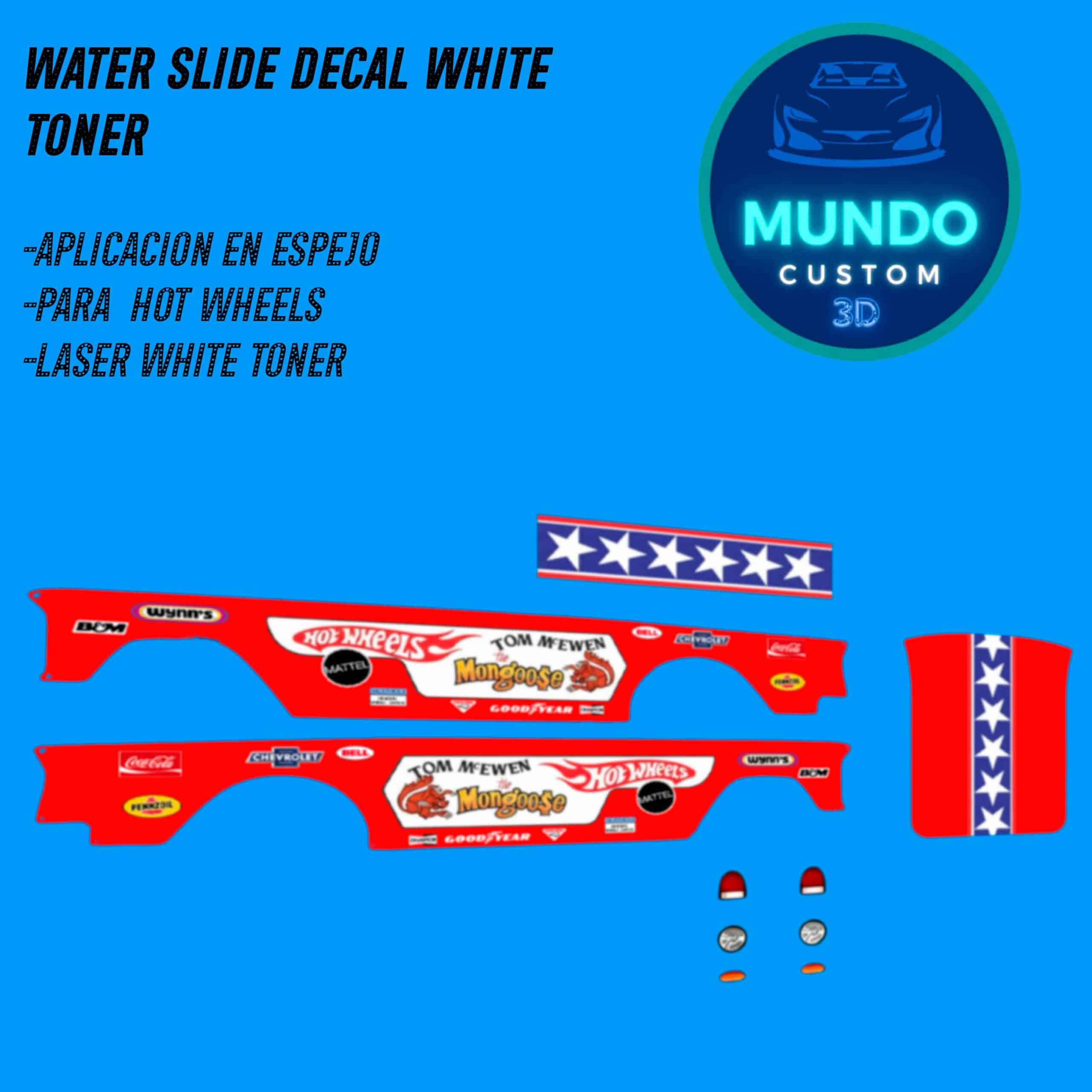 Decals Mongoose Tinta Blanca Chevy Gasser 55 Hot Wheels 1/64 - Custom Dragster