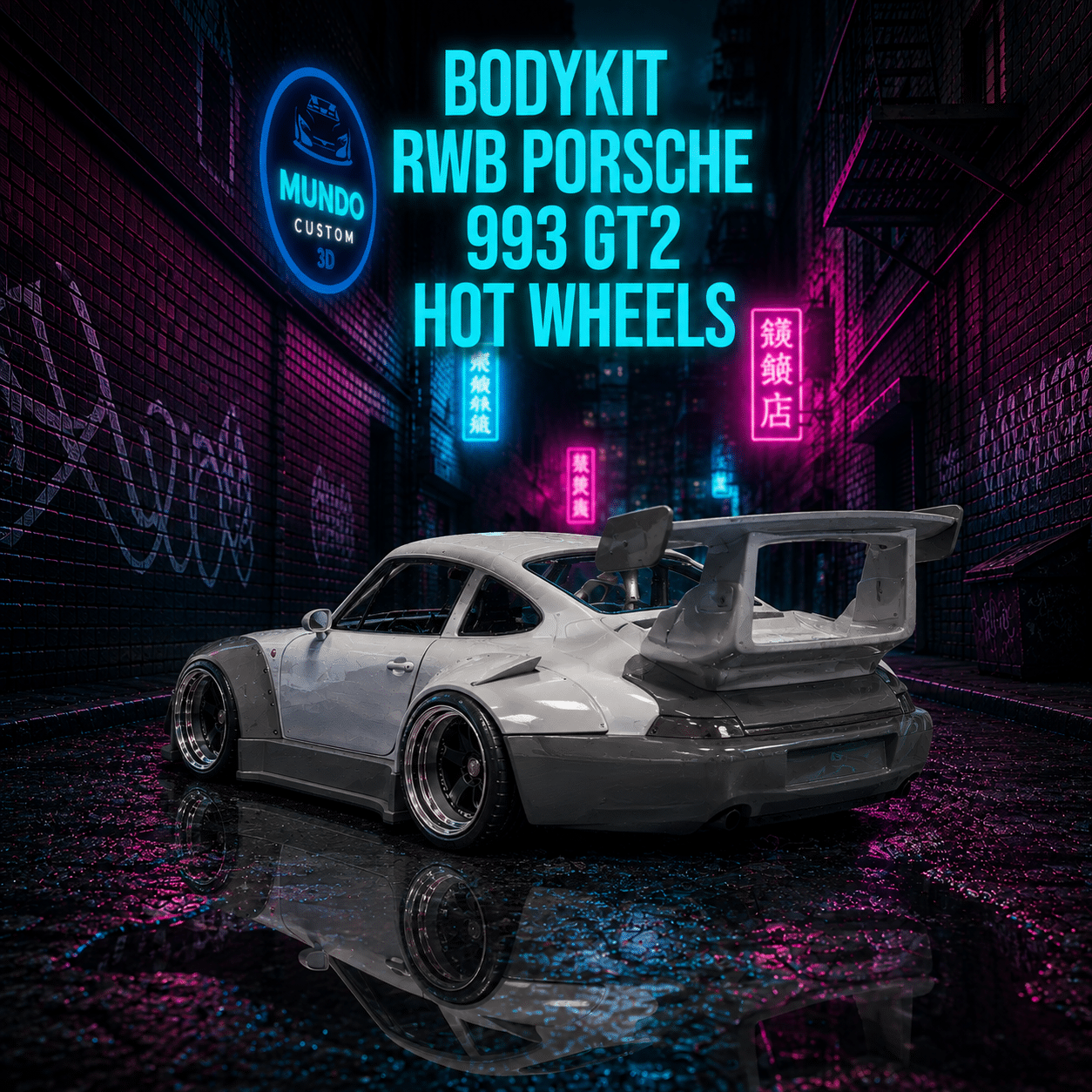 Transforma tu Colección: El Bodykit RWB Definitivo en Resina para Porsche 993 GT2 Hot Wheels - Imagen 2