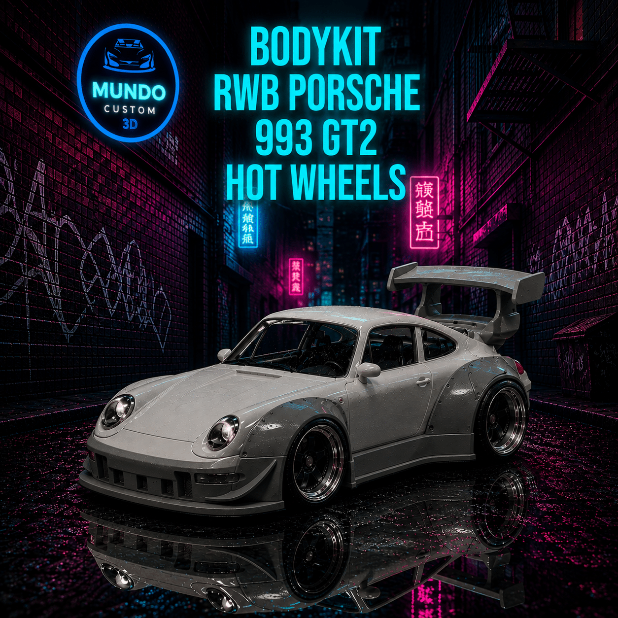 Transforma tu Colección: El Bodykit RWB Definitivo en Resina para Porsche 993 GT2 Hot Wheels