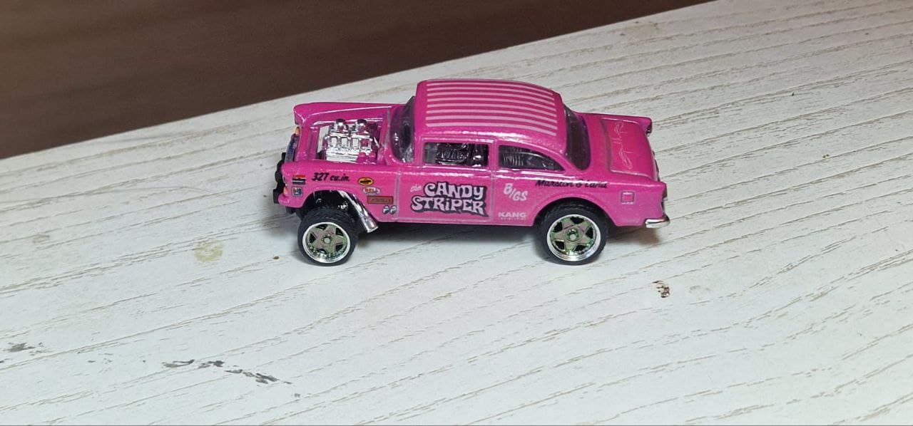 Decals Candy Stripe Tinta Blanca Chevy Gasser 55 Hot Wheels - Imagen 3