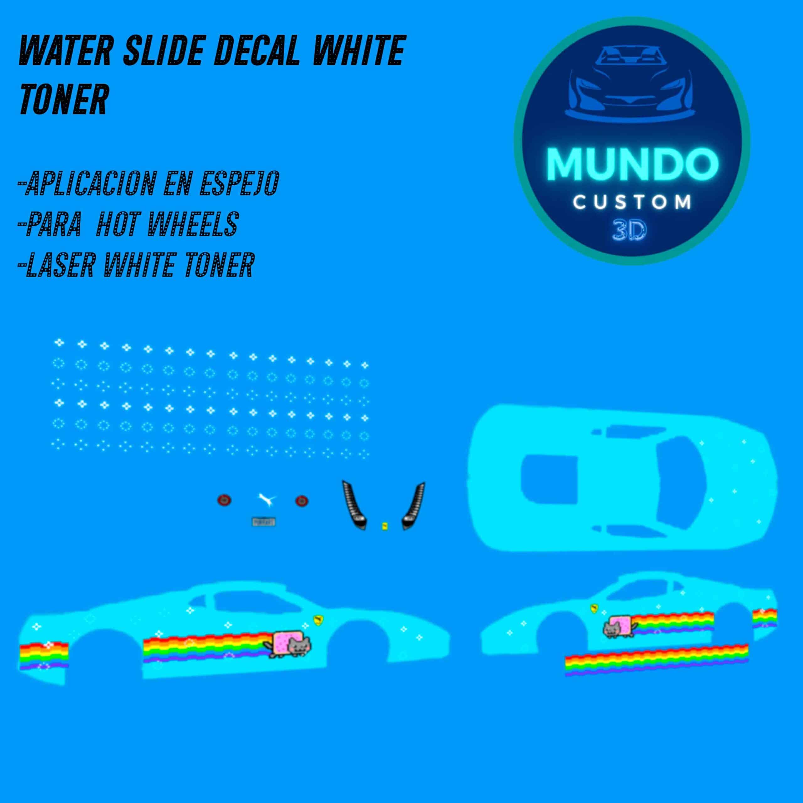 Decals Waterslide Purrari 1:64 para Ferrari 458 Hot Wheels