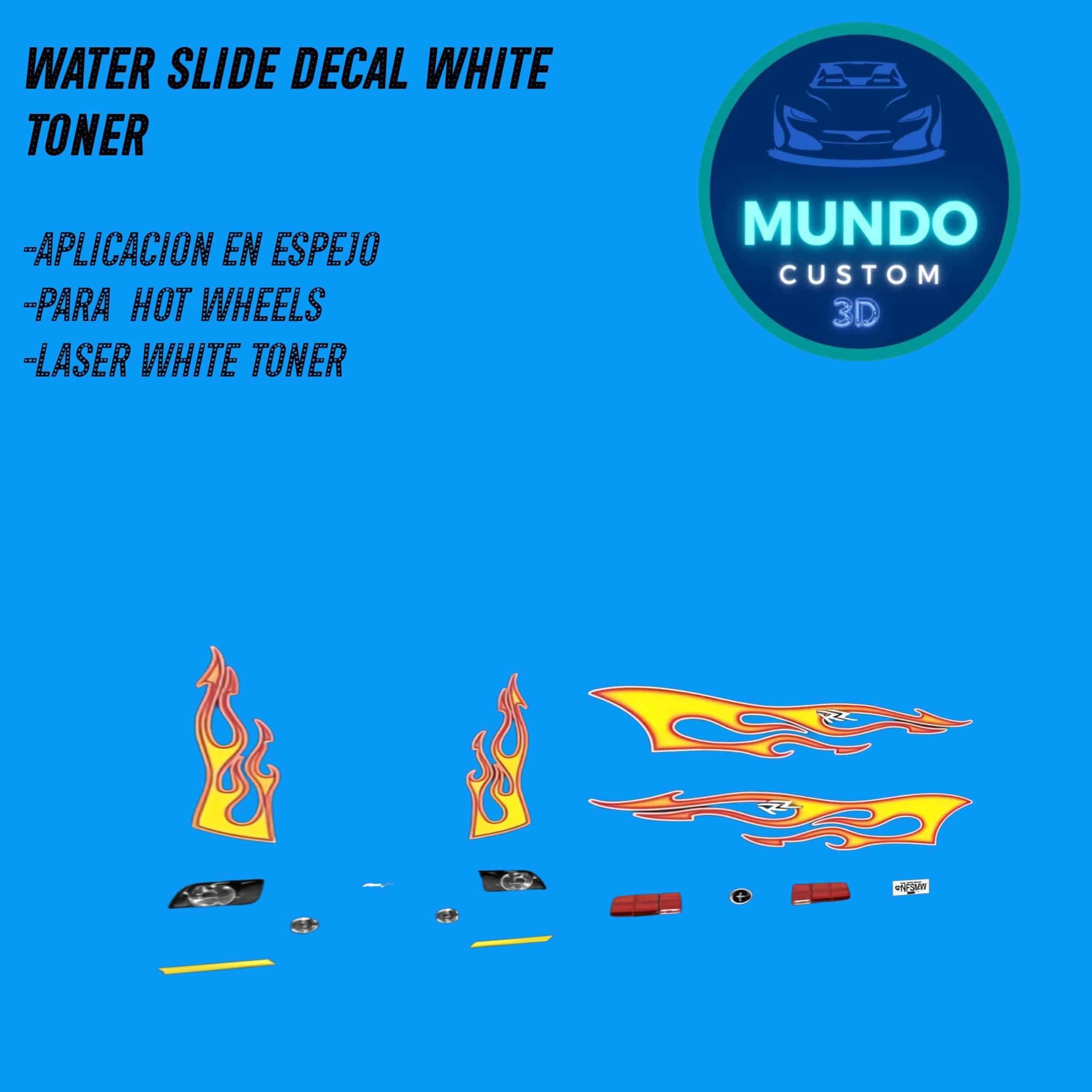 Decals "Razor" NFS con Tinta Blanca Real: Ford Mustang '07 (Hot Wheels 1:64)