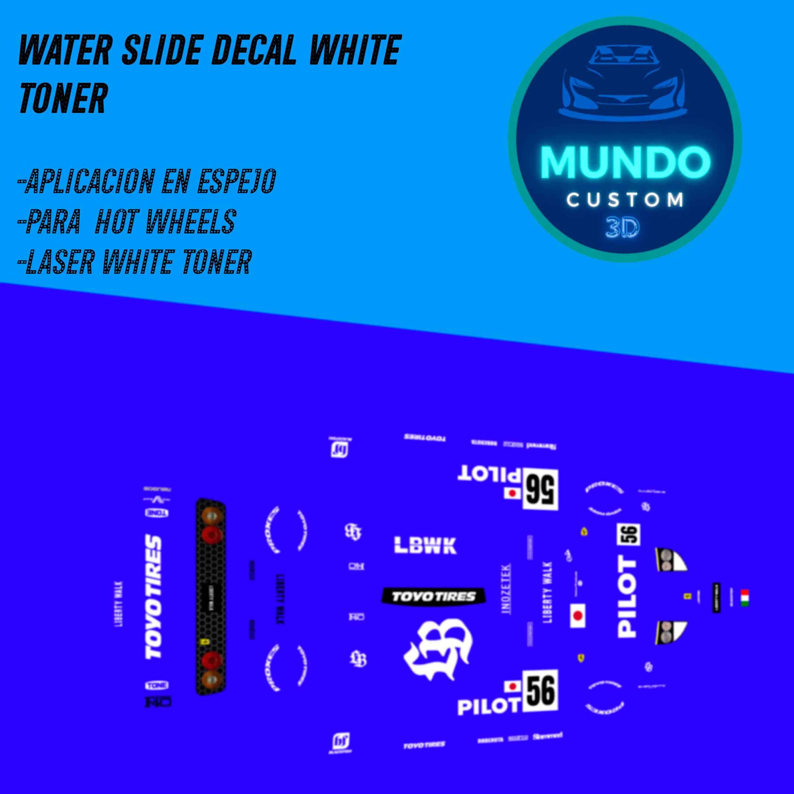 Decals Liberty Pilot Ferrari F40 Competizione Hot Wheels 1/64 - Tinta Blanca Custom