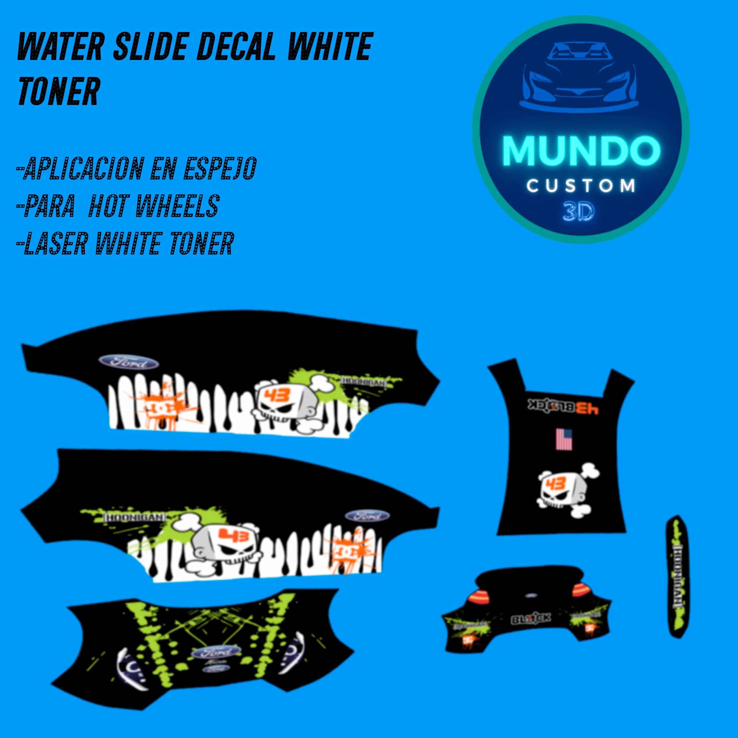 Decals Energy Drink "Ken" con Tinta Blanca Real: Ford Fiesta (Hot Wheels 1:64)