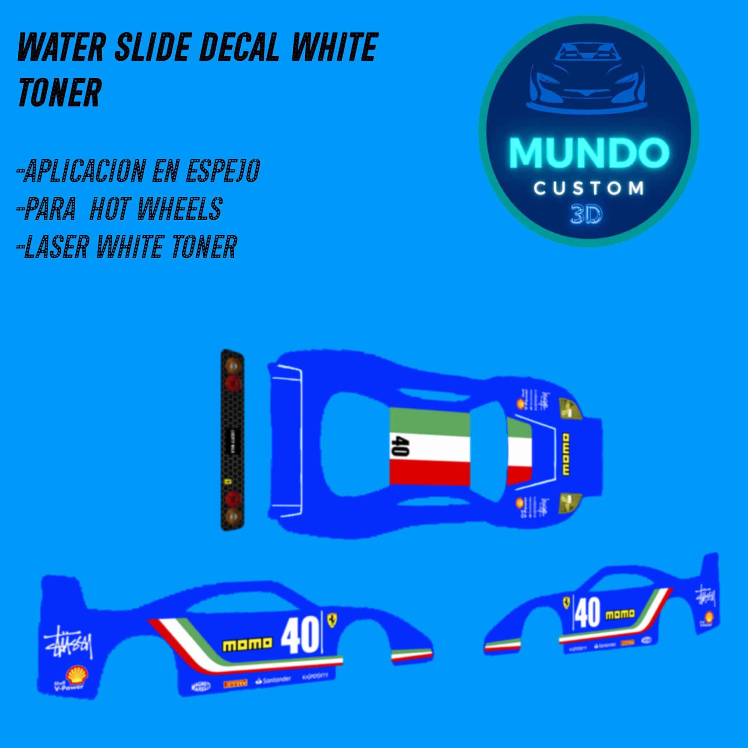 Decals Italia con Tinta Blanca Real: Ferrari F40 Competizione (Hot Wheels 1:64)