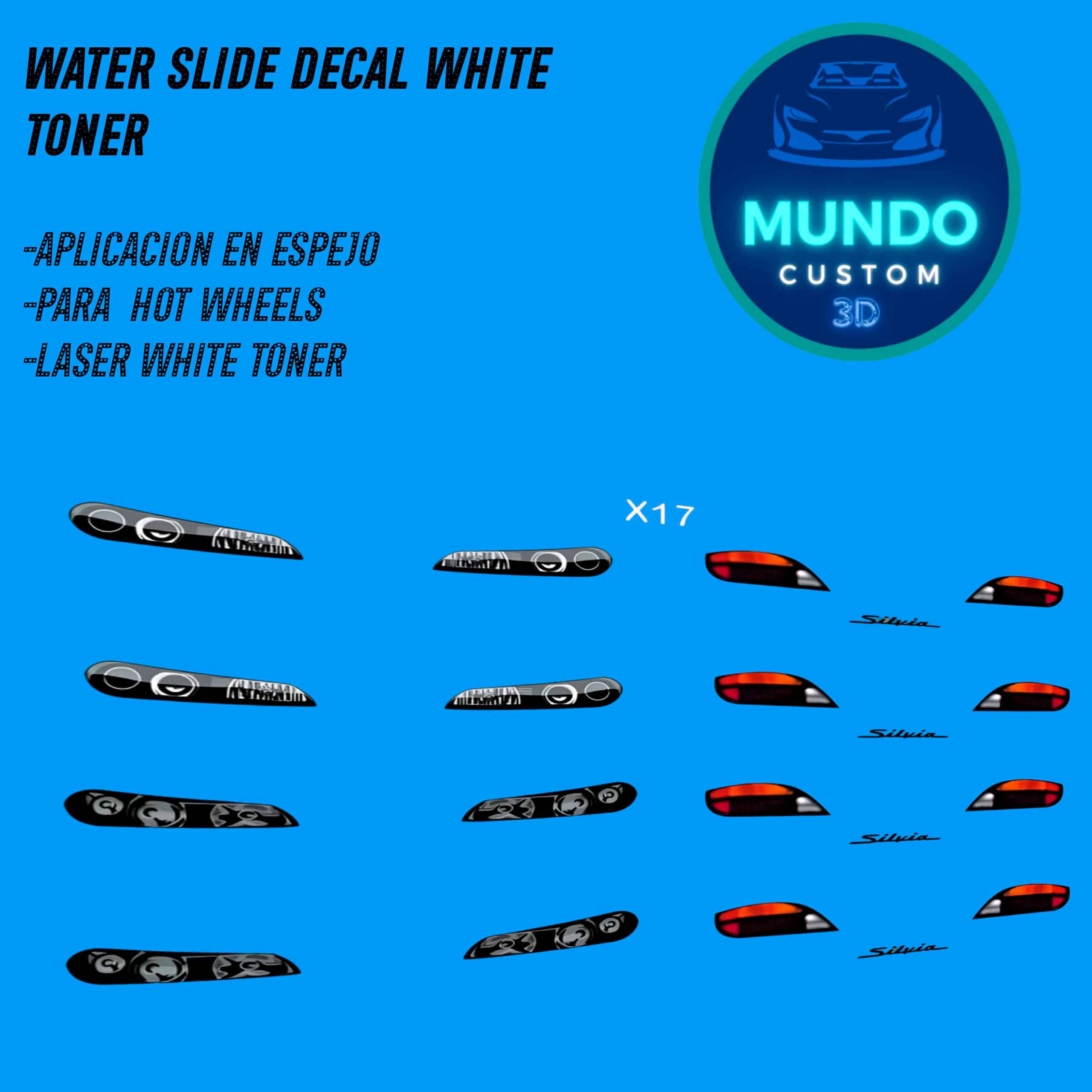 ¡Agresividad JDM en Estado Puro! Decals de Faros con Tinta Blanca Real: Nissan Silvia S15 (Hot Wheels 1:64)