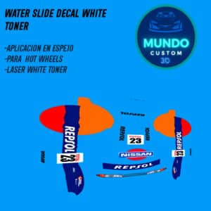 ¡Estilo Racing de Alto Octanaje! Decals "RPSL Carburantes" con Tinta Blanca Real: Nissan Skyline R32 (Hot Wheels 1:64)