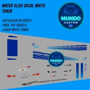 Decals "BRYAN FAST" en Tinta Blanca: Personaliza tu Nissan Skyline R34 Hot Wheels