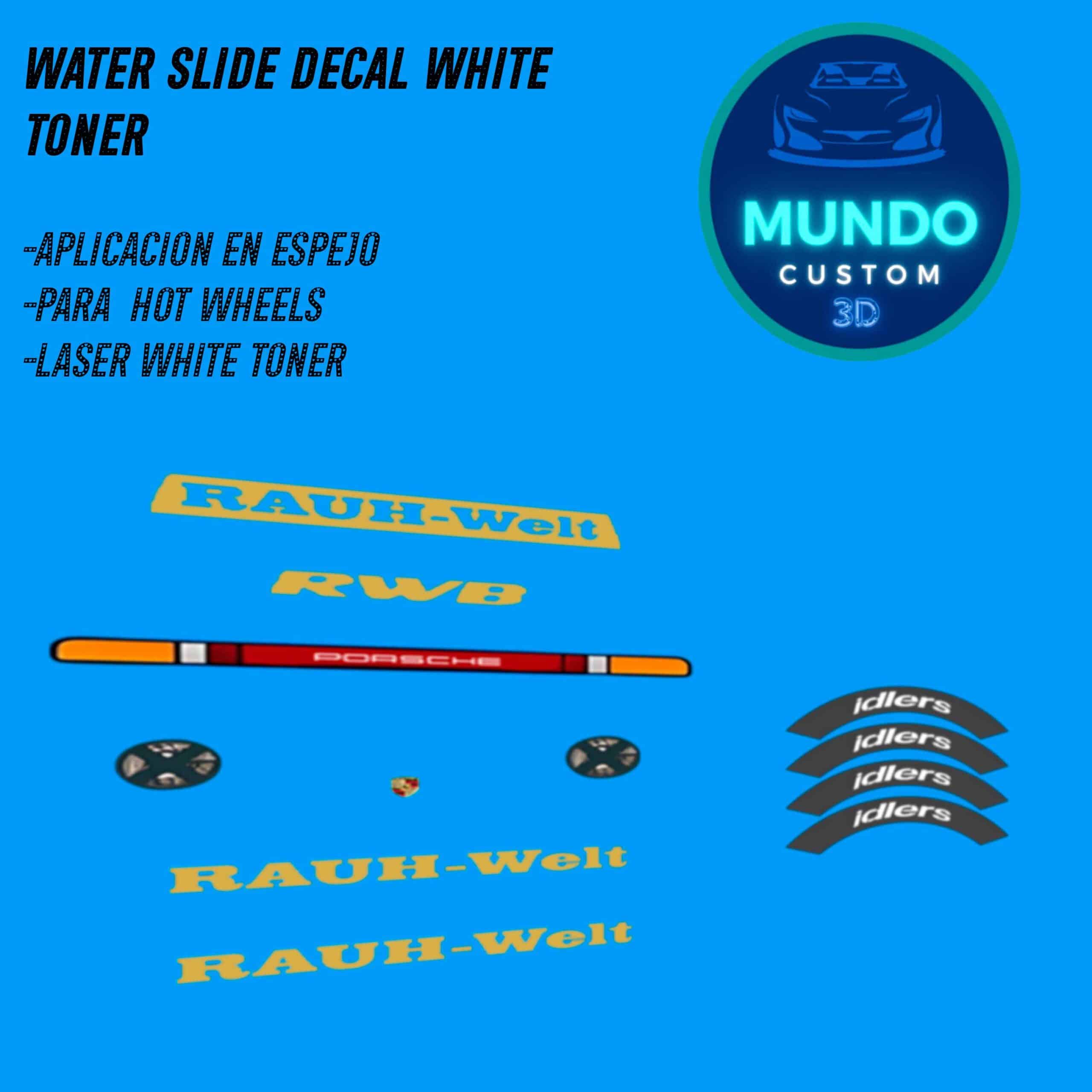 Decals Livery RWB y Faros con Tinta Blanca Real: Porsche 964 (Hot Wheels 1:64)