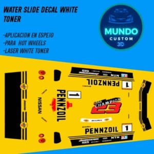 Decals "PENNZO" en Tinta Blanca: La Librea Legendaria para tu Nissan Skyline R34 Hot Wheels