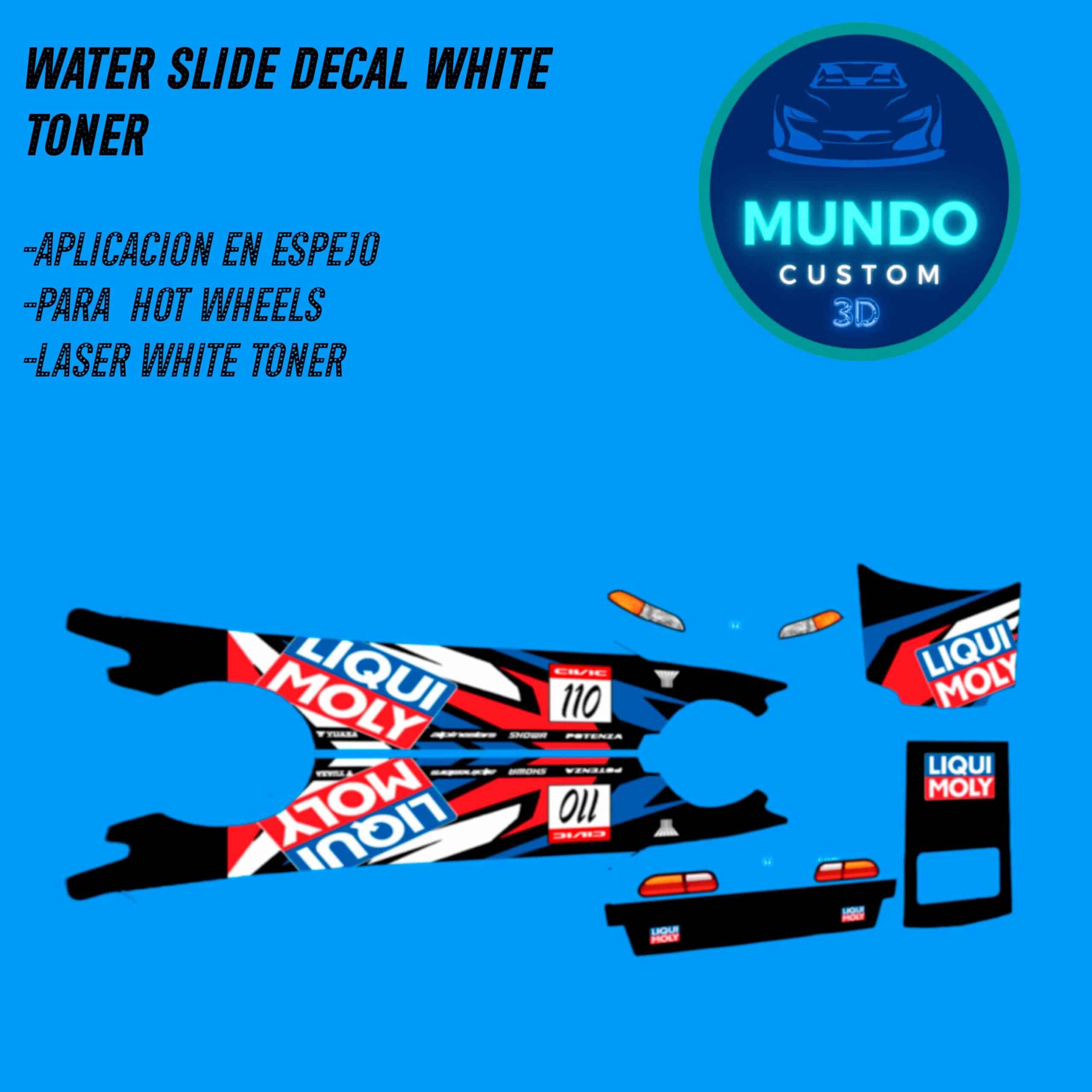 ¡Espíritu de Competición JDM! Decals "Liqui" con Tinta Blanca Real: Honda Civic EG (Hot Wheels 1:64)