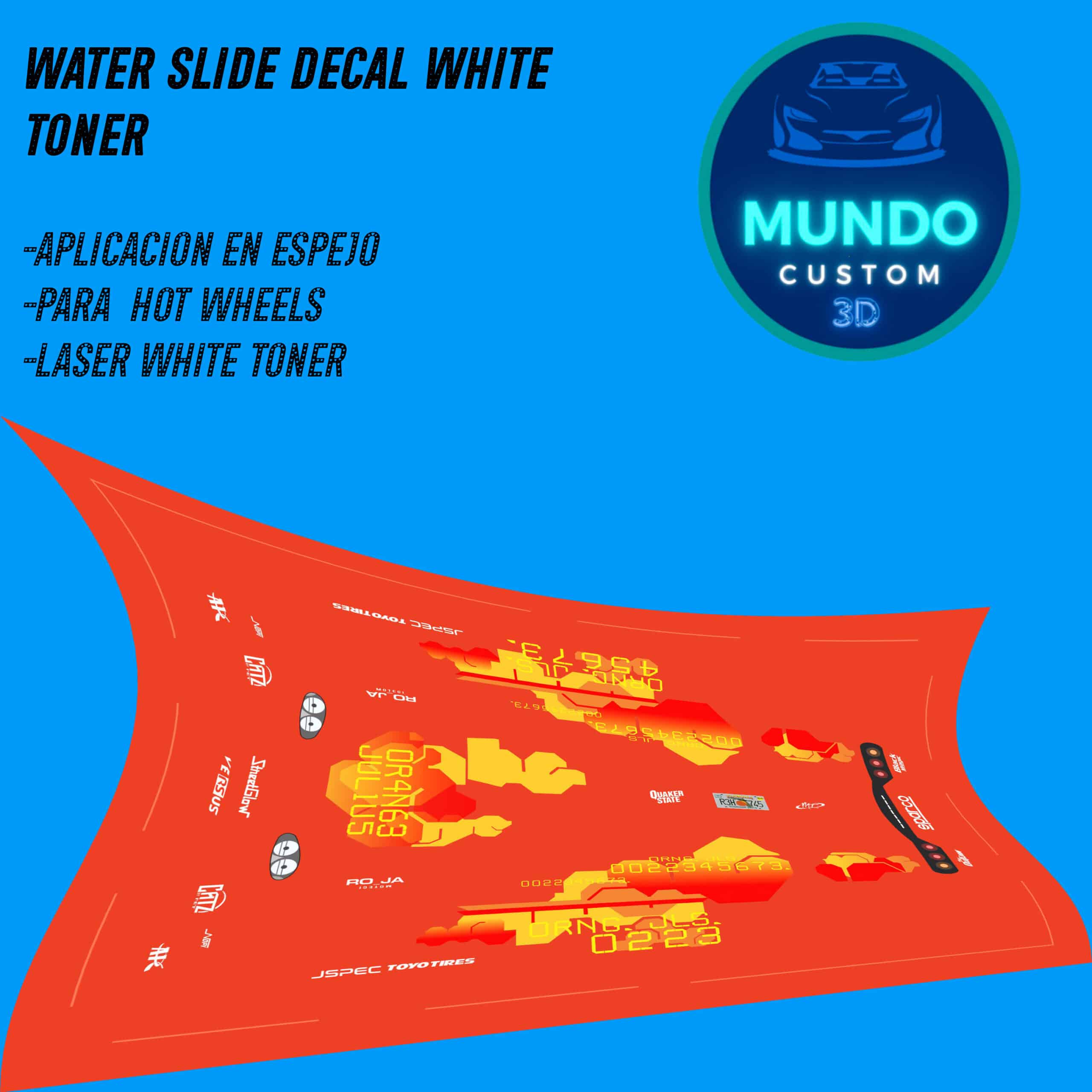 Decals "JULIUS FAST" en Tinta Blanca: Potencia y Estilo JDM para tu Mazda RX-7 Hot Wheels