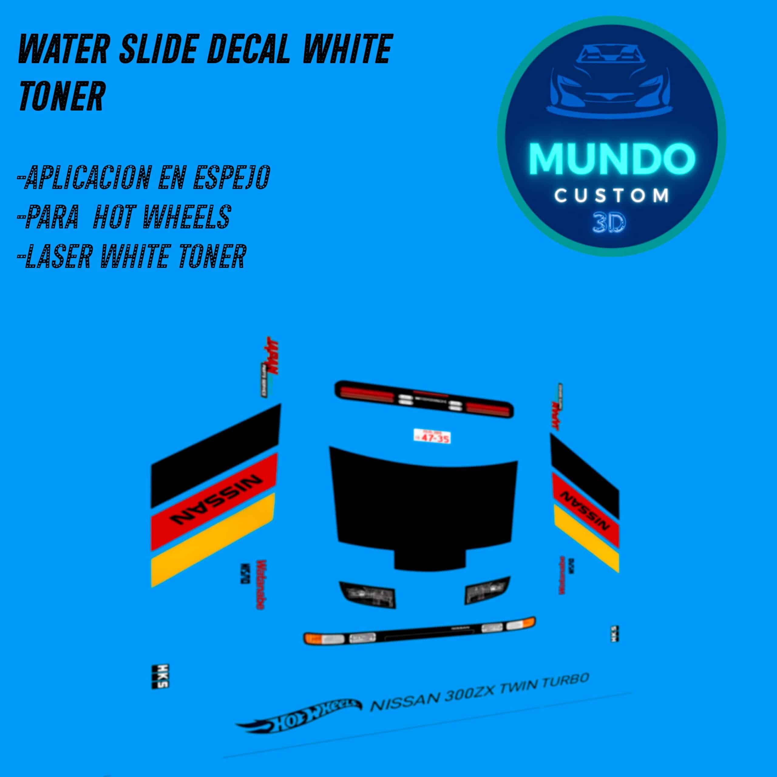 ¡Pura Esencia Retro-Racing! Decals Tribanda con Tinta Blanca Real: Nissan 300ZX (Hot Wheels 1:64)