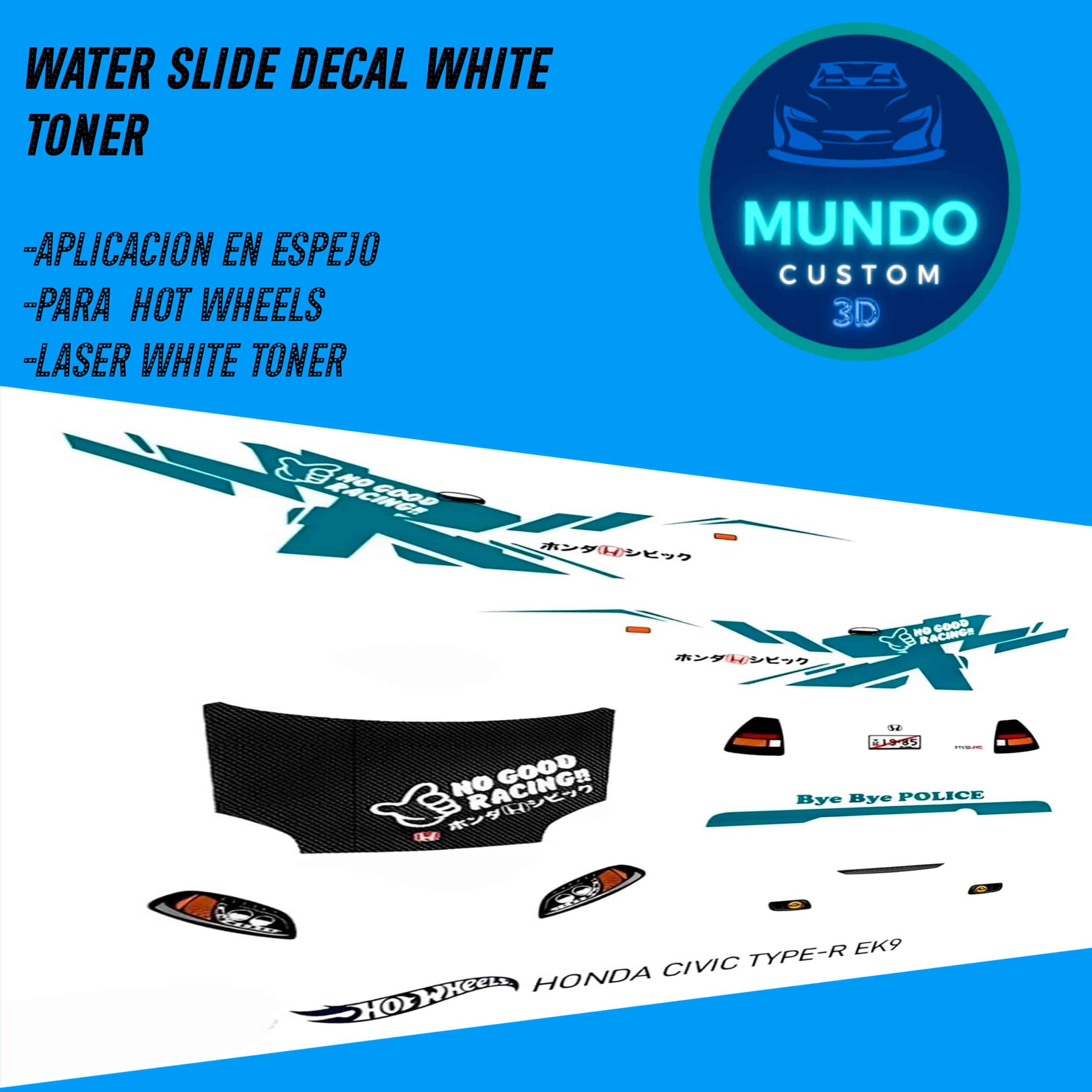 Decals "GOOD-VIBES" en Tinta Blanca: La Estética Limpia para tu Honda Civic EK Hot Wheels