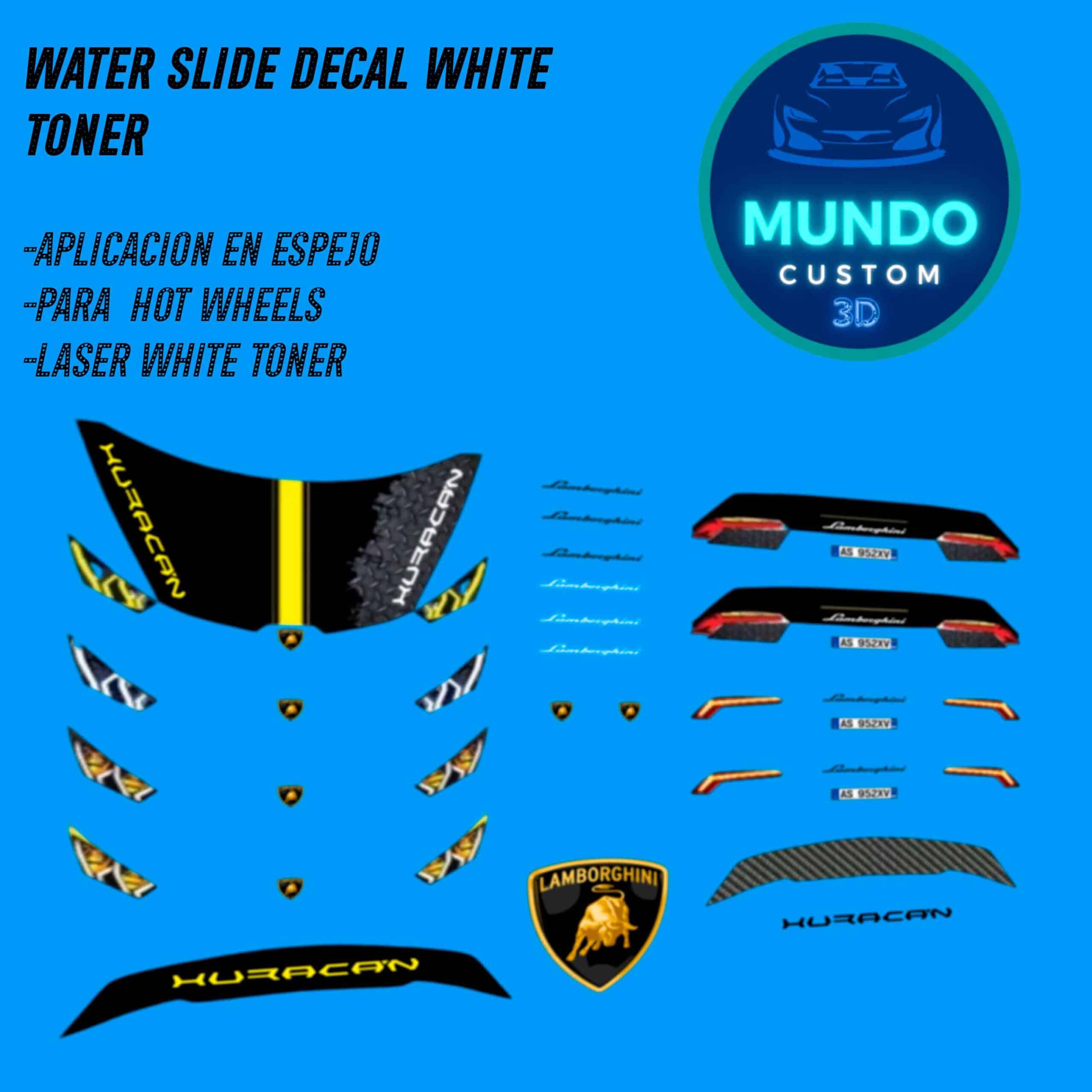 Decals "STORM-OPTIC" en Tinta Blanca: El Detalle de Precisión para tu Lamborghini Huracán Hot Wheels