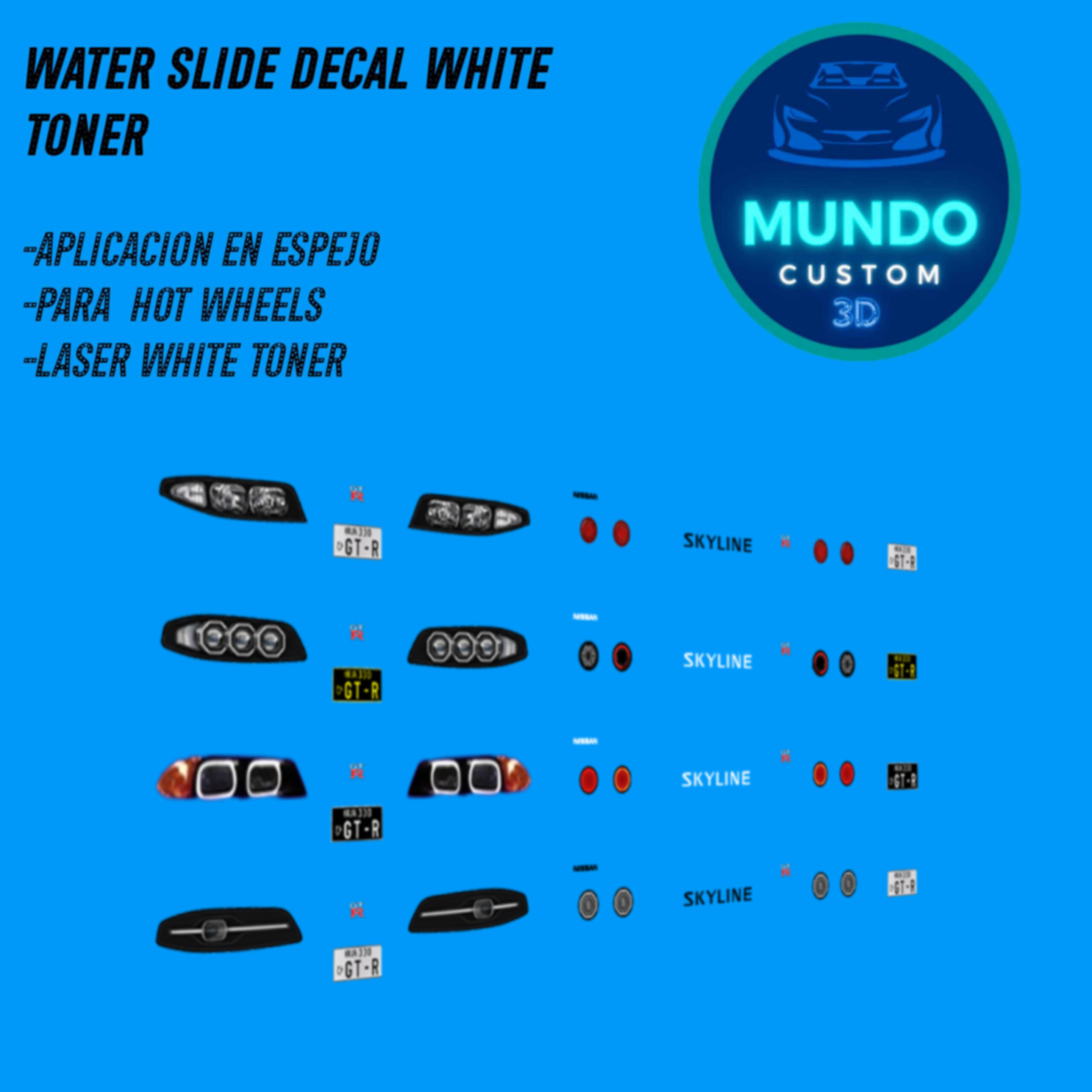 El Despertar de la Leyenda: Decals de Faros con Tinta Blanca Real: Nissan Skyline R33 (Hot Wheels 1:64)