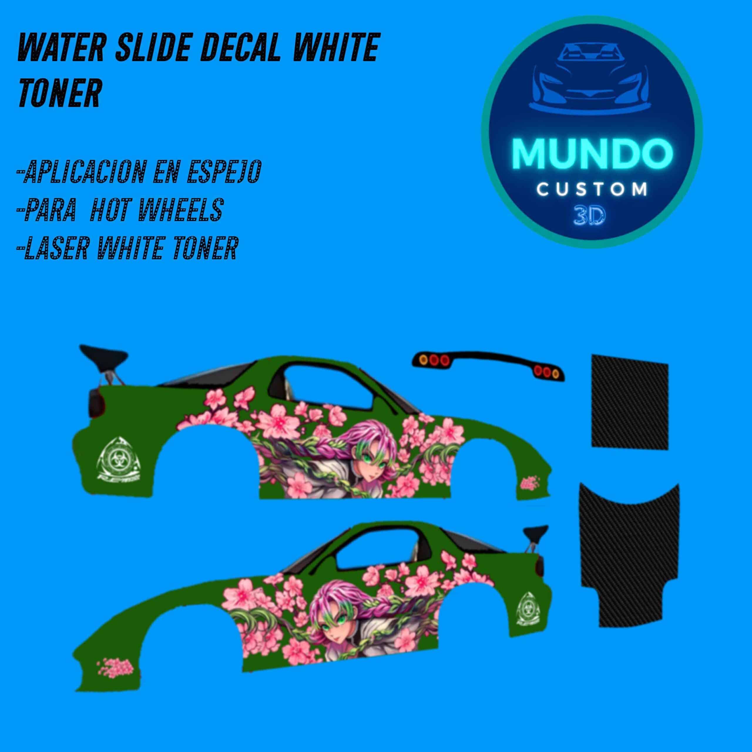 Calcas "Nezuk" Anime Style con Tinta Blanca Real: Mazda RX7 (Hot Wheels 1:64)