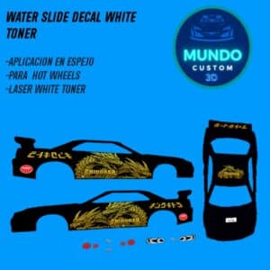 Decals "GUIDORAH" en Tinta Blanca: Domina el Asfalto con tu Nissan Skyline R34 Hot Wheels