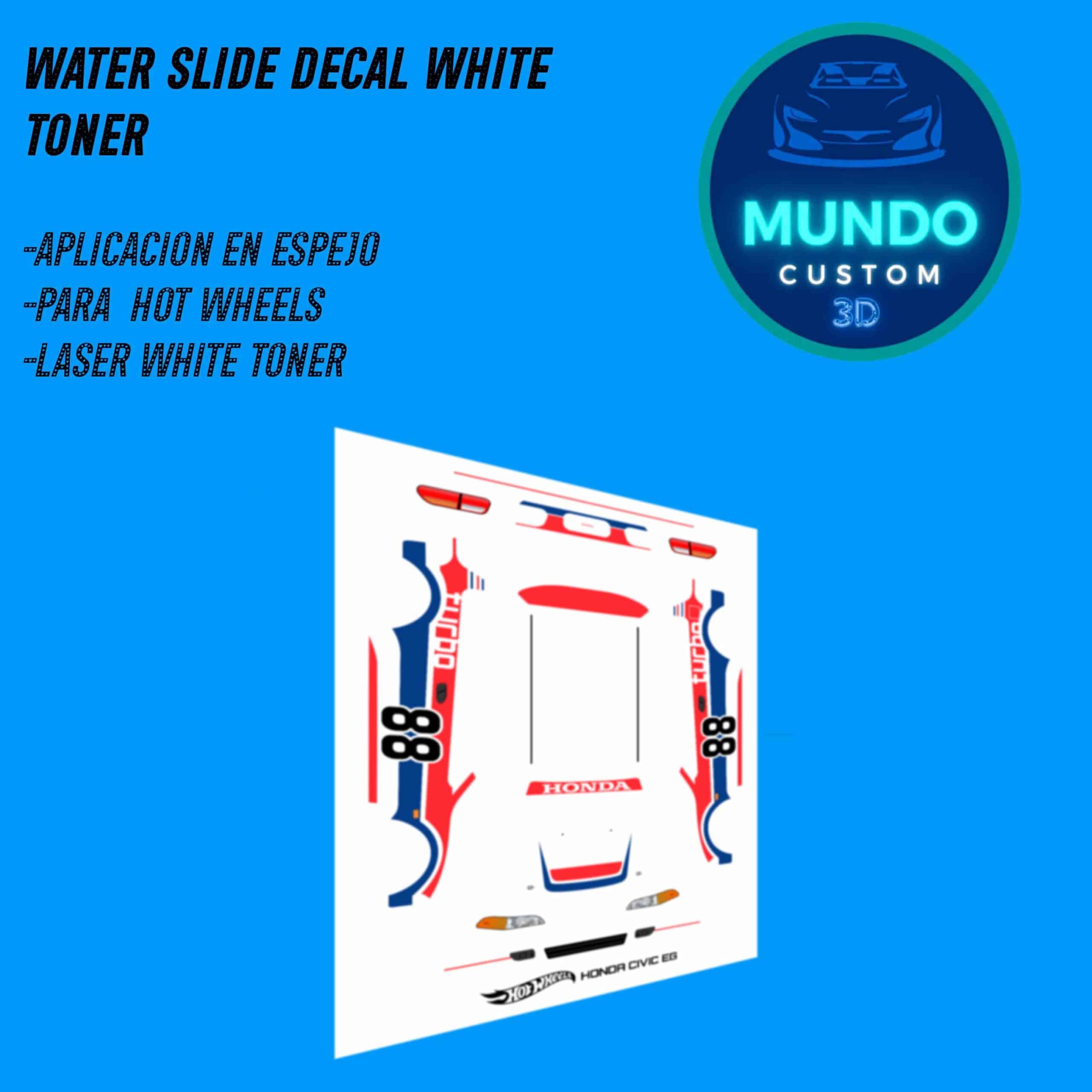 ¡Edición Coleccionista! Calcas "Convención Malasia" con Tinta Blanca Real: Honda Civic EG (Hot Wheels 1:64)