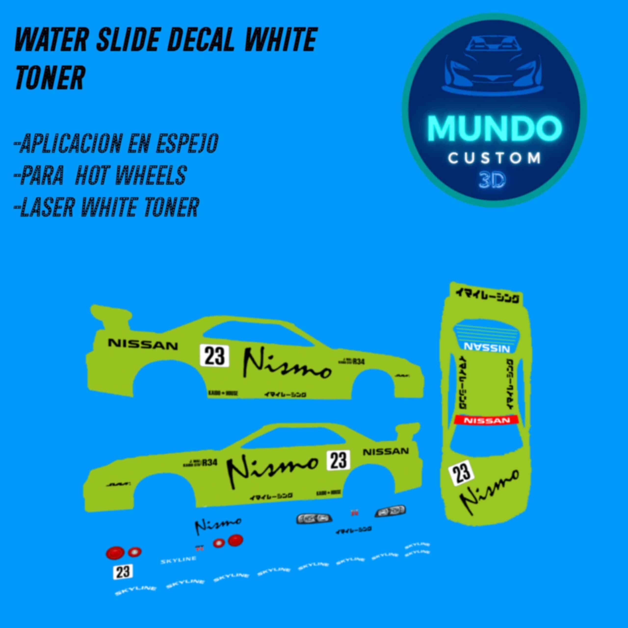 Decals "NISM KAIDO" en Tinta Blanca: El Espíritu Drift para tu Nissan R34 Hot Wheels