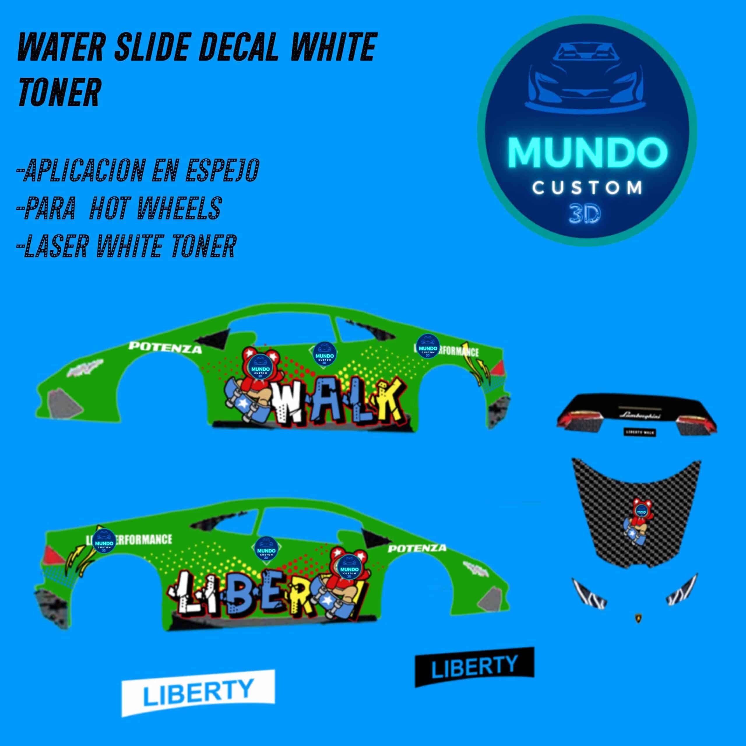 Decals "LIBERTY-WIDE" en Tinta Blanca: La Estética Extrema para tu Lamborghini Huracán LBWK Hot Wheels