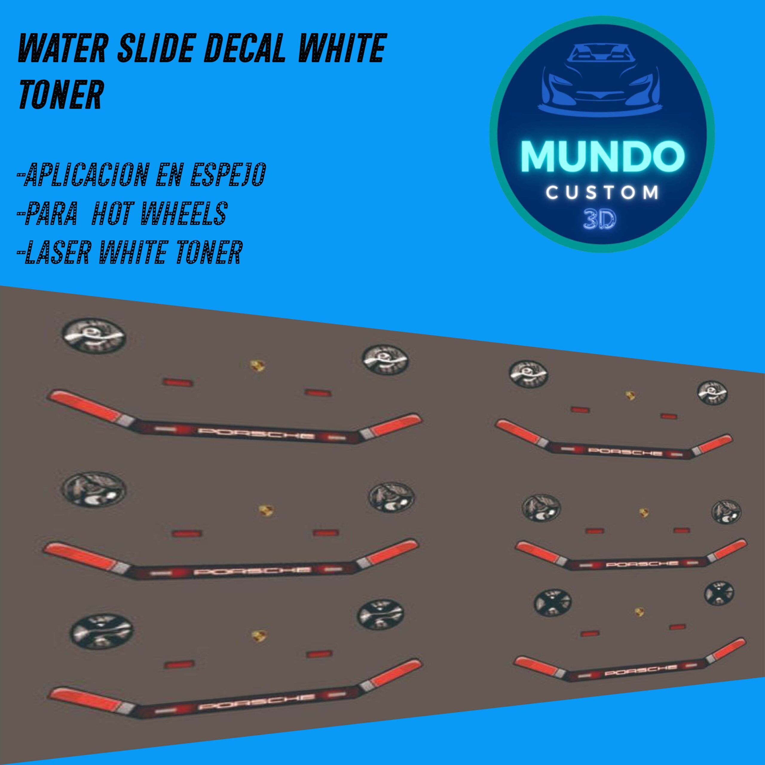 Decals Faros Tinta Blanca para Porsche 911 (930) Hot Wheels (Escala 1:64)