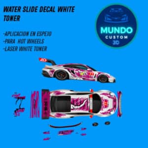Decals Sketchy Rosa Tinta Blanca para Porsche 911 (992) GT3 Hot Wheels (Escala 1:64)