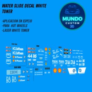 Decals Ferrari F1 Team Tinta Blanca para F1 Hot Wheels (Escala 1:64)
