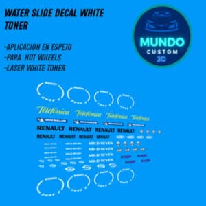 Decals Renault F1 Team Tinta Blanca para F1 Hot Wheels (Escala 1:64)