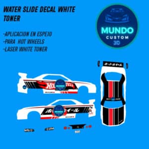 Decals Convención Japón Tinta Blanca para Nissan Skyline R34 Hot Wheels (Escala 1:64)