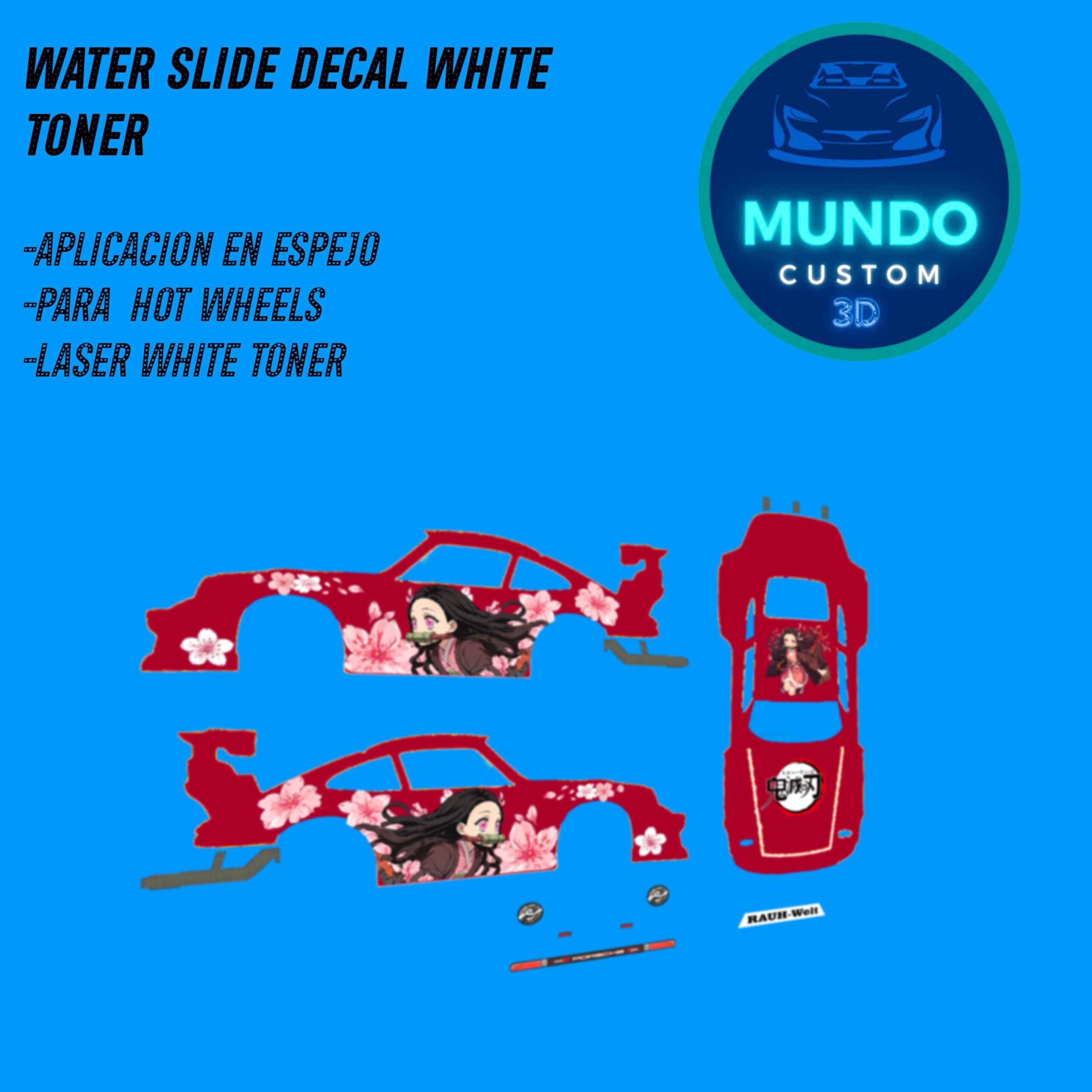 Decals Nezuk Tinta Blanca para Porsche 930 RWB Hot Wheels (Escala 1:64)
