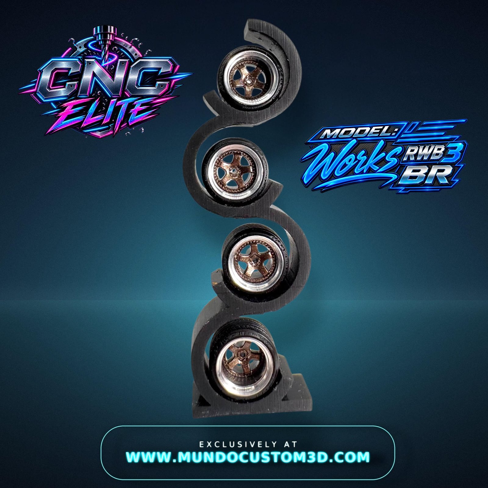 Llantas Custom RWB 3 BR 1:64 – Serie CNC Elite | Máximo Realismo