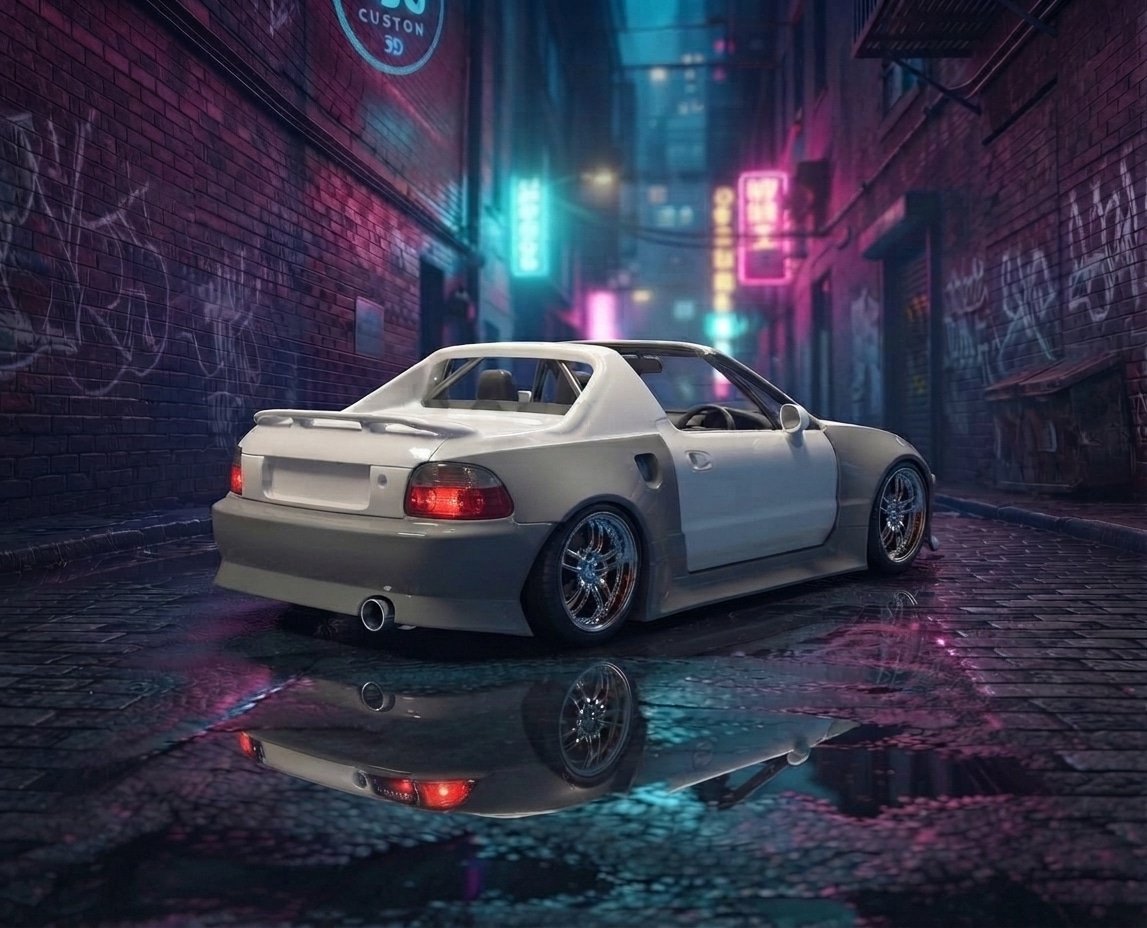 ¡Dale una Actitud Agresiva a tu Honda Del Sol! Bodykit Plug & Play en Resina Premium (Hot Wheels 1:64) - Imagen 2
