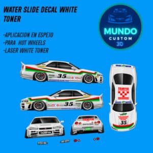 Kit de Decal Grasshopper con Tinta Blanca para Nissan Skyline R34 Hot Wheels 1:64