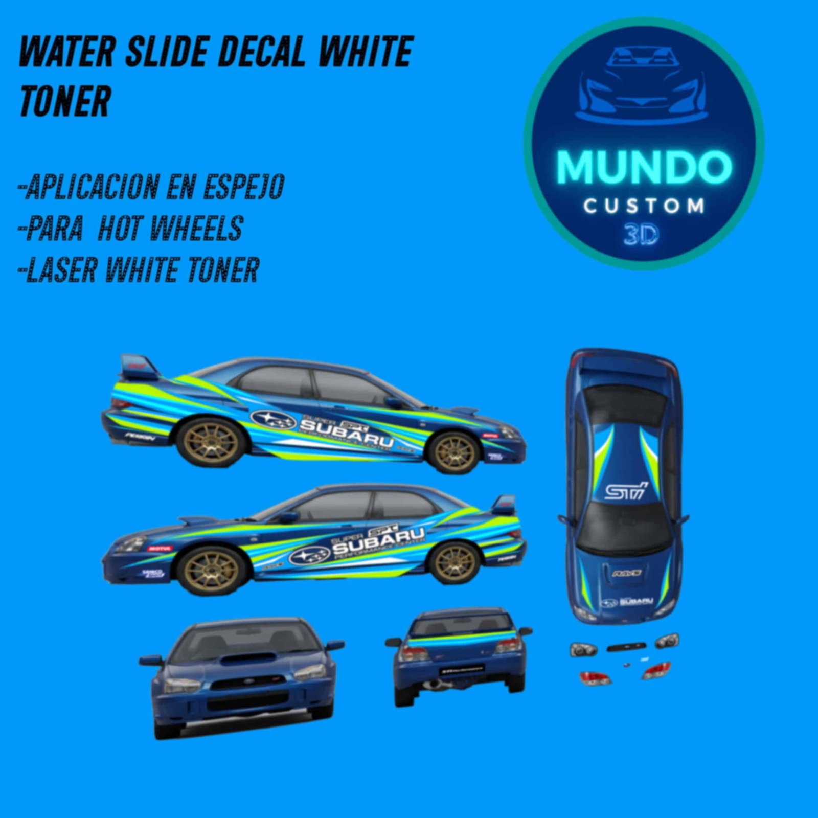 Decals Racing Tinta Blanca para Subaru Impreza WRX 2004 HOT WHEELS (Escala 1:64)