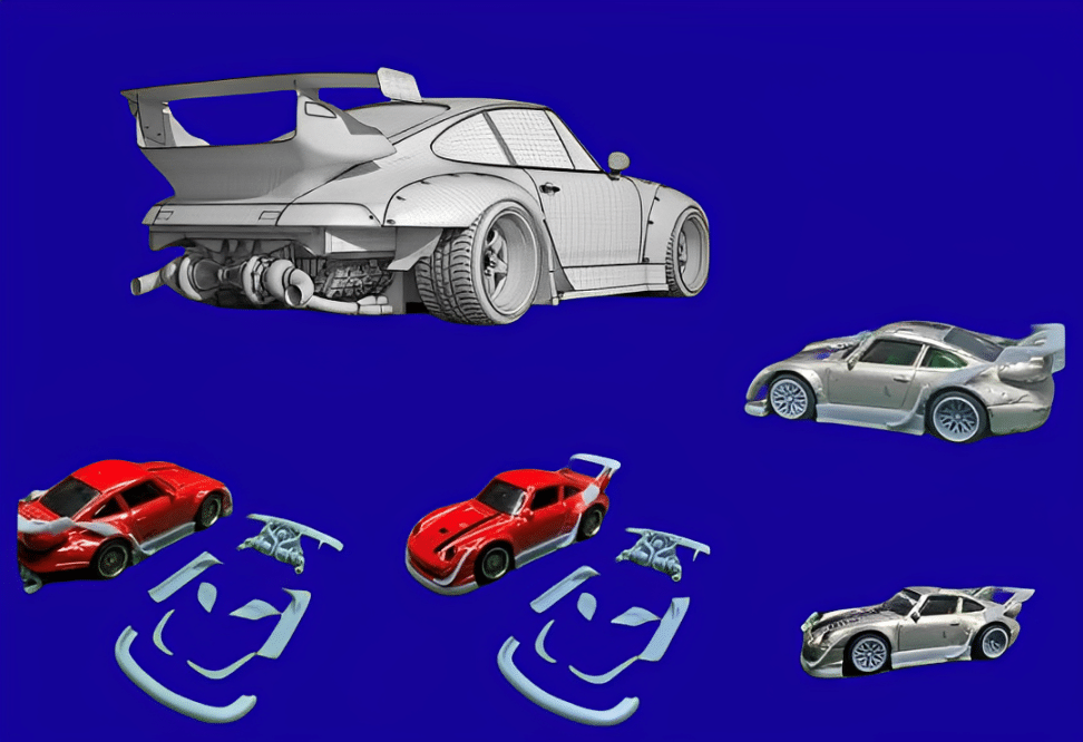 Bodykit RWB Rotana para Porsche 993 GT2 Hot Wheels (Escala 1:64)