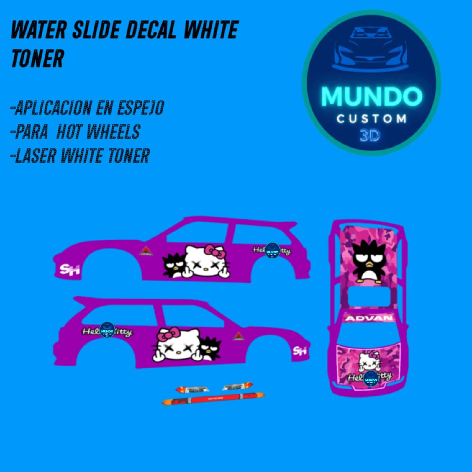 Calcas Decal Hello Tinta Blanca para Honda Civic EF Hot Wheels 1/64 – Custom Diecast