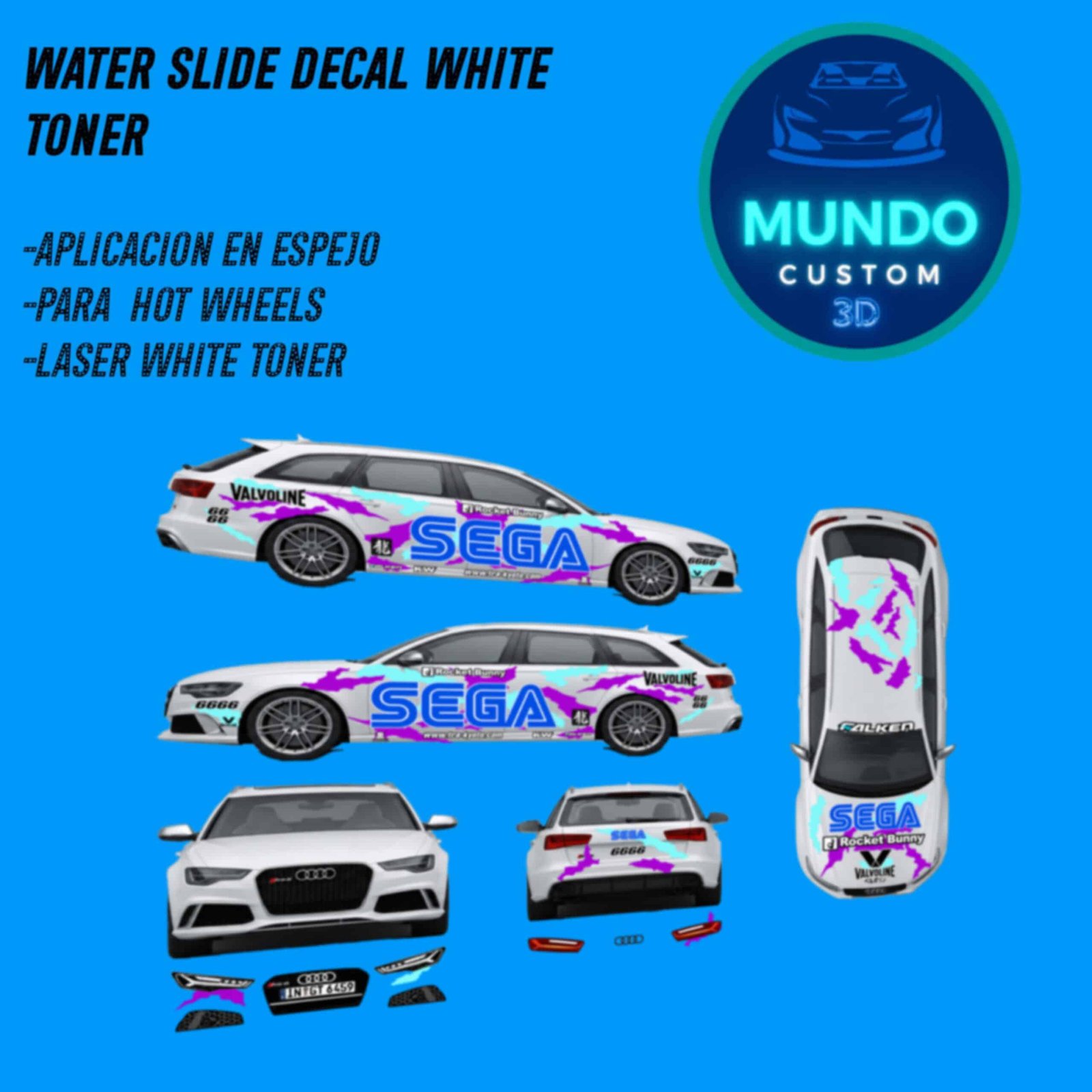 Kit de Decal Saga Tinta Blanca para Audi RS6 Avant Hot Wheels | Personalización 1/64
