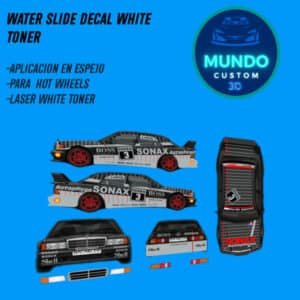 Decals DTM Tinta Blanca para Mercedes 190E Hot Wheels – Personalización Diecast Escala 1/64